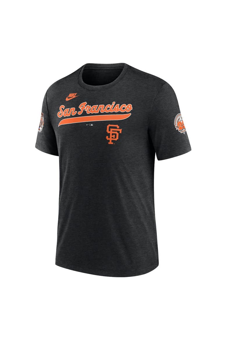 Men's Nike Heather Black San Francisco Giants Cooperstown Collection Eras Tri-Blend T-Shirt, Alternate, color, Heather Black