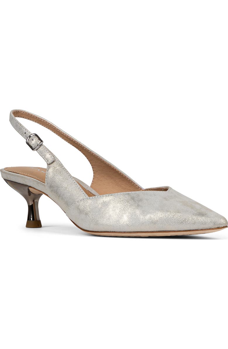 Donald Pliner Sodashi Snakeskin Embossed Pointed Toe Slingback Pump, Main, color, Silver