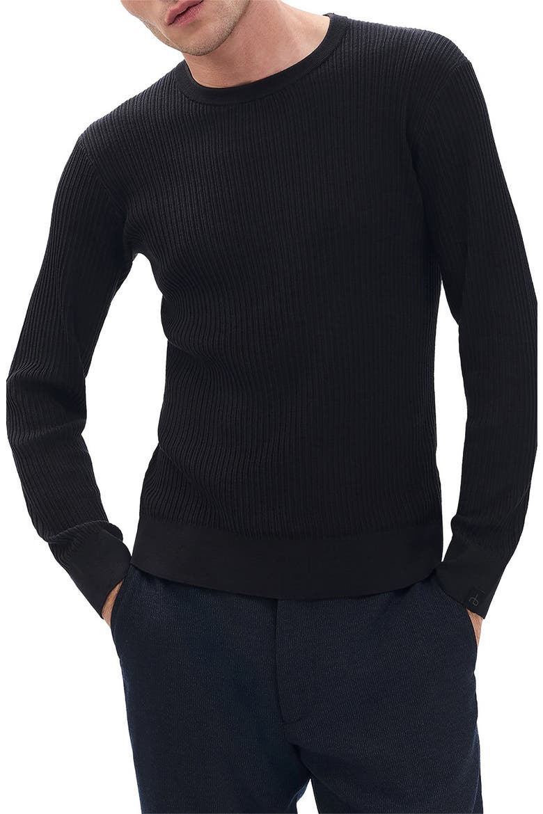 Jayce Silk & Cotton Sweater, Main, color, BLACK