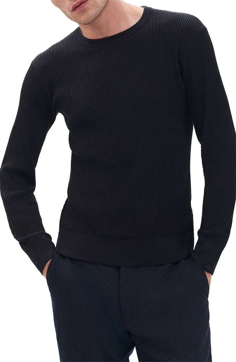 rag & bone Jayce Silk & Cotton Sweater, Main, color, Black