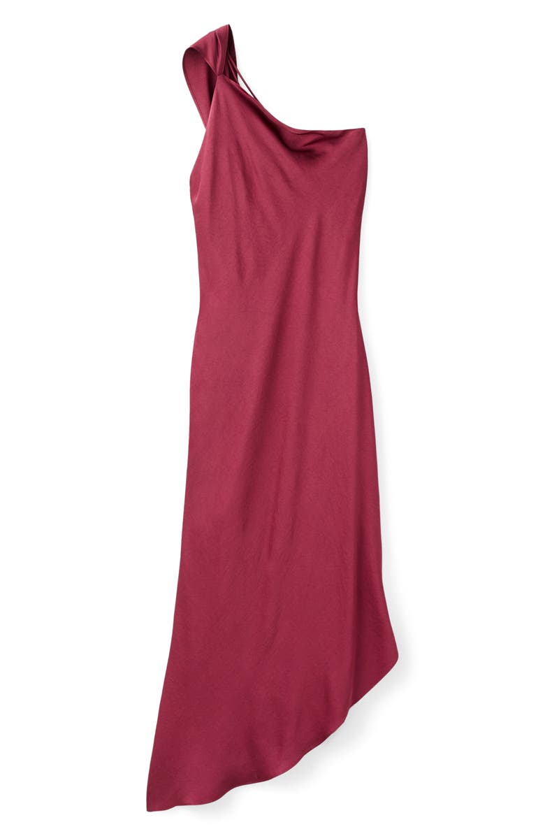 MANGO Asymmetric Satin Dress, Alternate, color, Wine