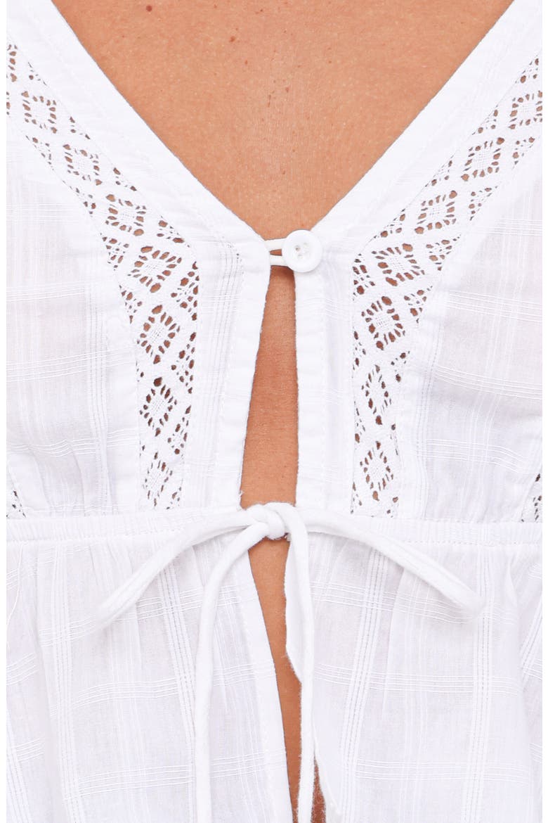 Reed Tie Front Peplum Crop Top, Alternate, color, WHITE