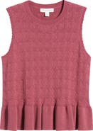Treasure & Bond Pointelle Peplum Sleeveless Sweater