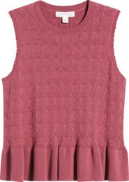Treasure & Bond Pointelle Peplum Sleeveless Sweater