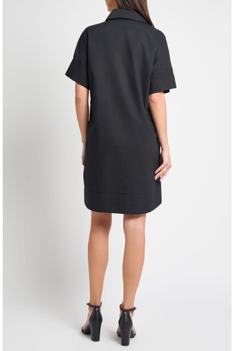 Mixed Media Lace Shift Dress, Alternate, color, BLACK/ WHITE