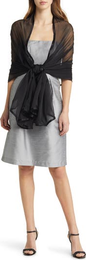 Satin Border Silk Chiffon Scarf
