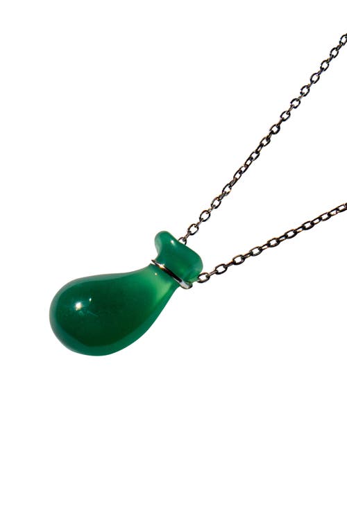 Seree Fudai Green Jade Stone Pendant Necklace In Green