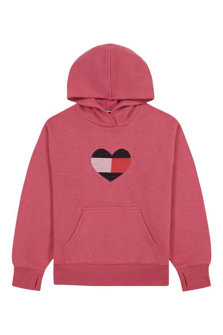 Kids' Sequin Heart Hoodie, Main, color, BERRY BLAST