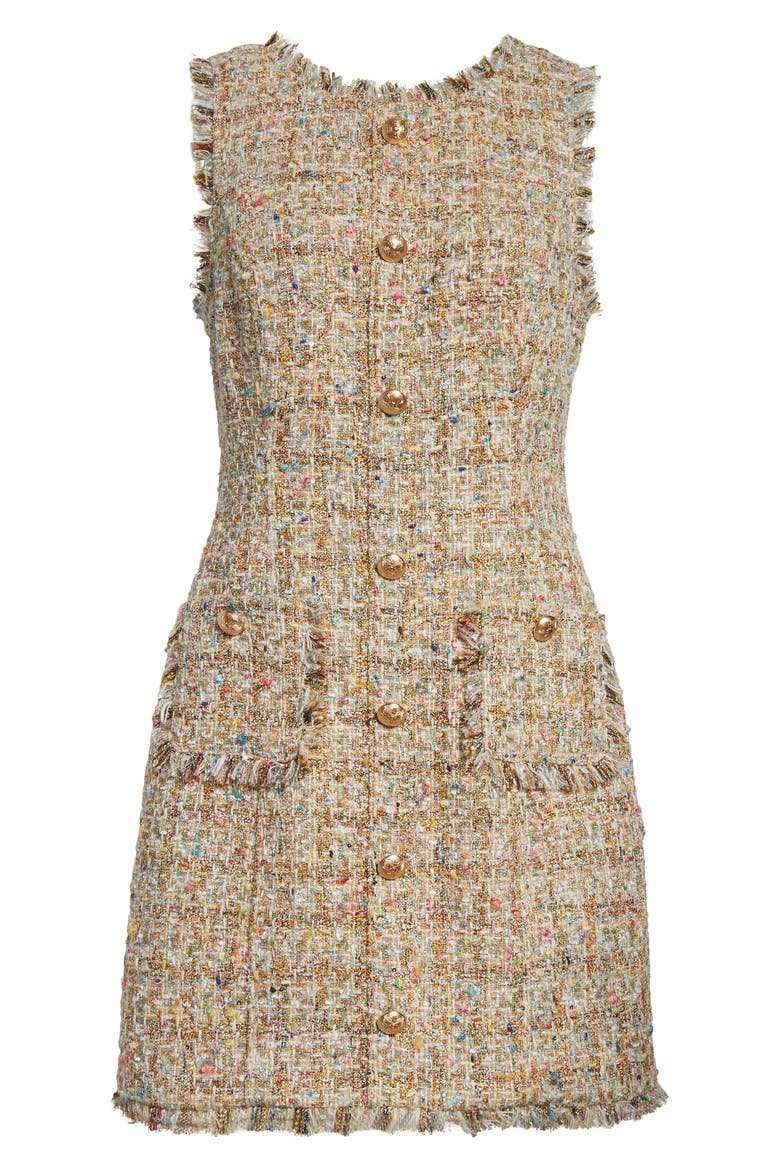 Adeline Metallic Bouclé Sheath Dress, Alternate, color, OCHRE MULTI