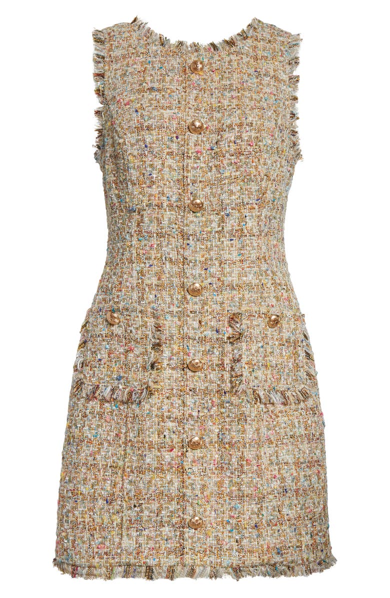 Cinq à Sept Adeline Metallic Bouclé Sheath Dress, Alternate, color, Ochre Multi