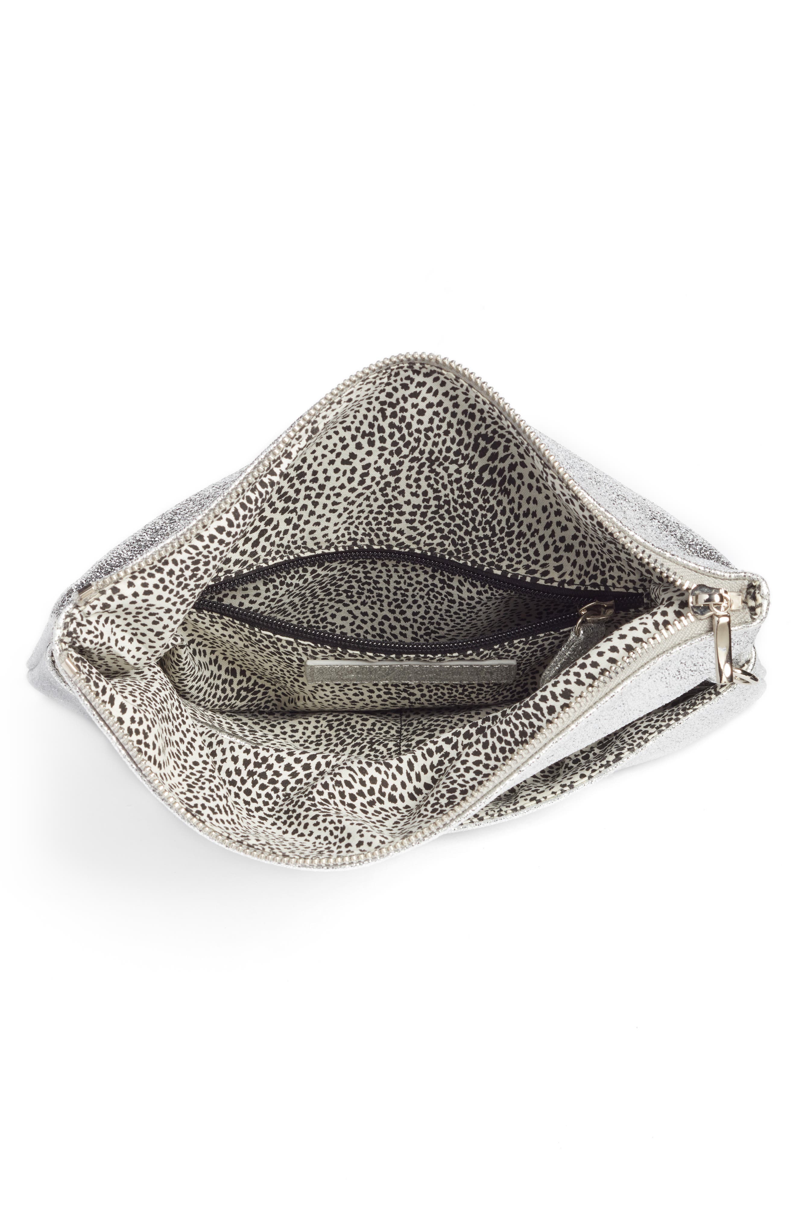 Sole Society Maci Crinkle Faux Leather Foldover Clutch, Alternate, color, 