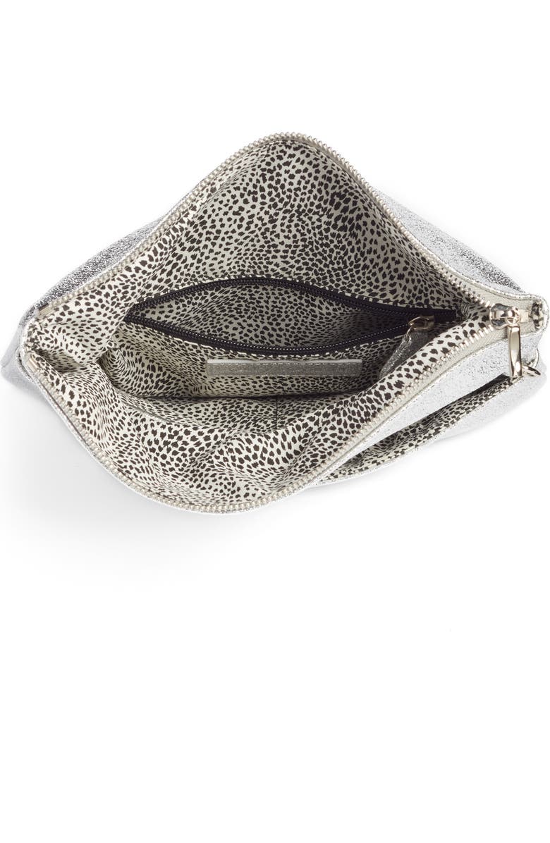 Sole Society Maci Crinkle Faux Leather Foldover Clutch, Alternate, color,