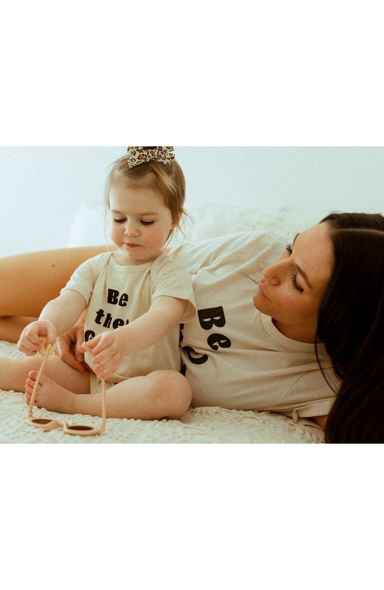 POLISHED PRINTS Be The Good Organic Cotton Bodysuit, Alternate, color, Natural