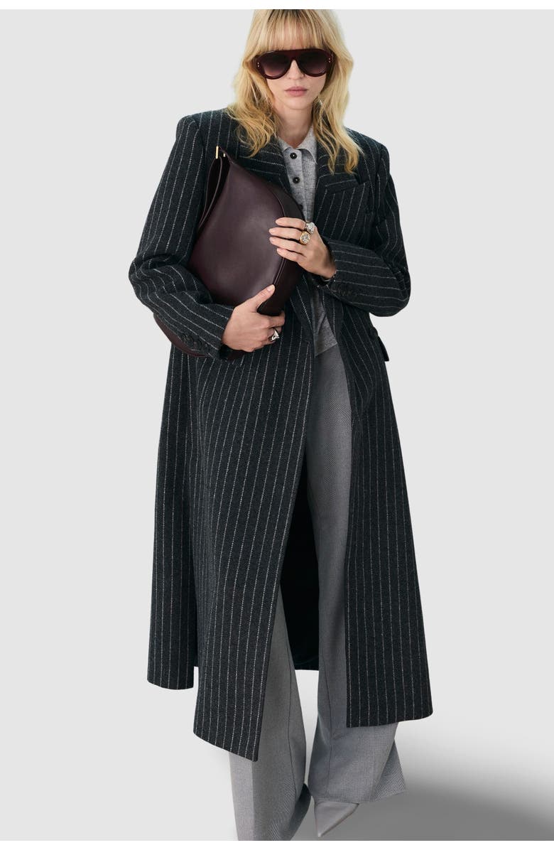 Karen Millen Double Breasted Tailored Maxi Coat, Main, color, Grey