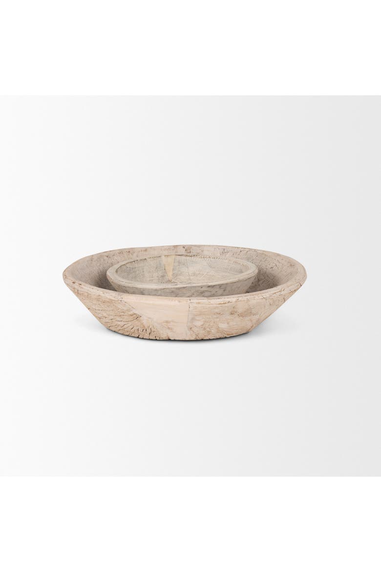 Nikita Set of 2 Reclaimed Wood Bowls, Alternate, color, White