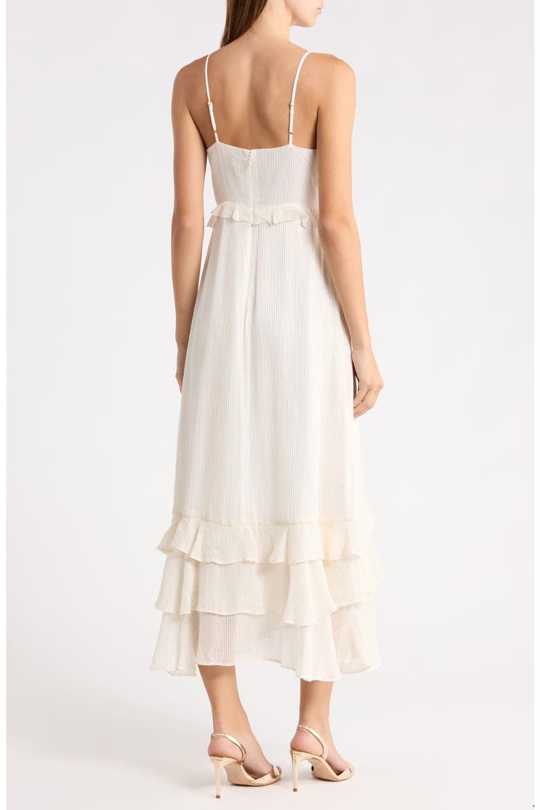Esmeralda Metallic Chiffon Maxi Dress, Alternate, color, WHITE
