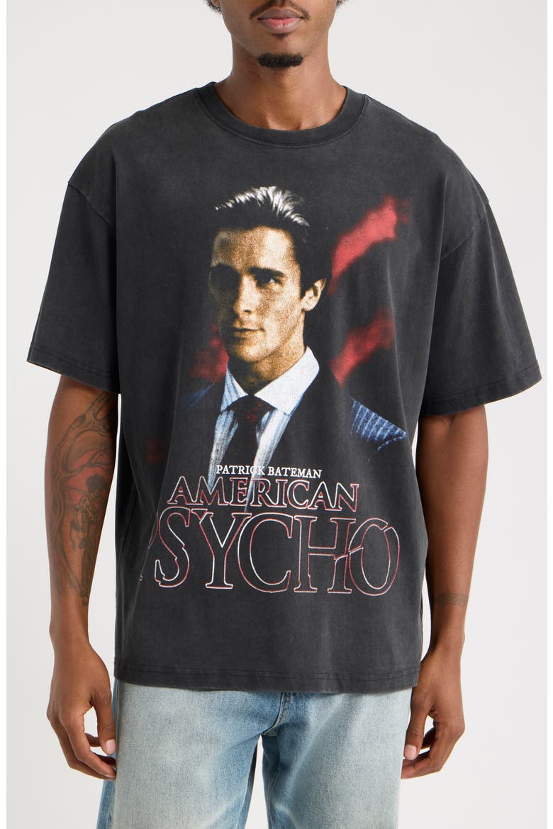 American Psycho Graphic Cotton T-Shirt, Main, color, BLACK WASH