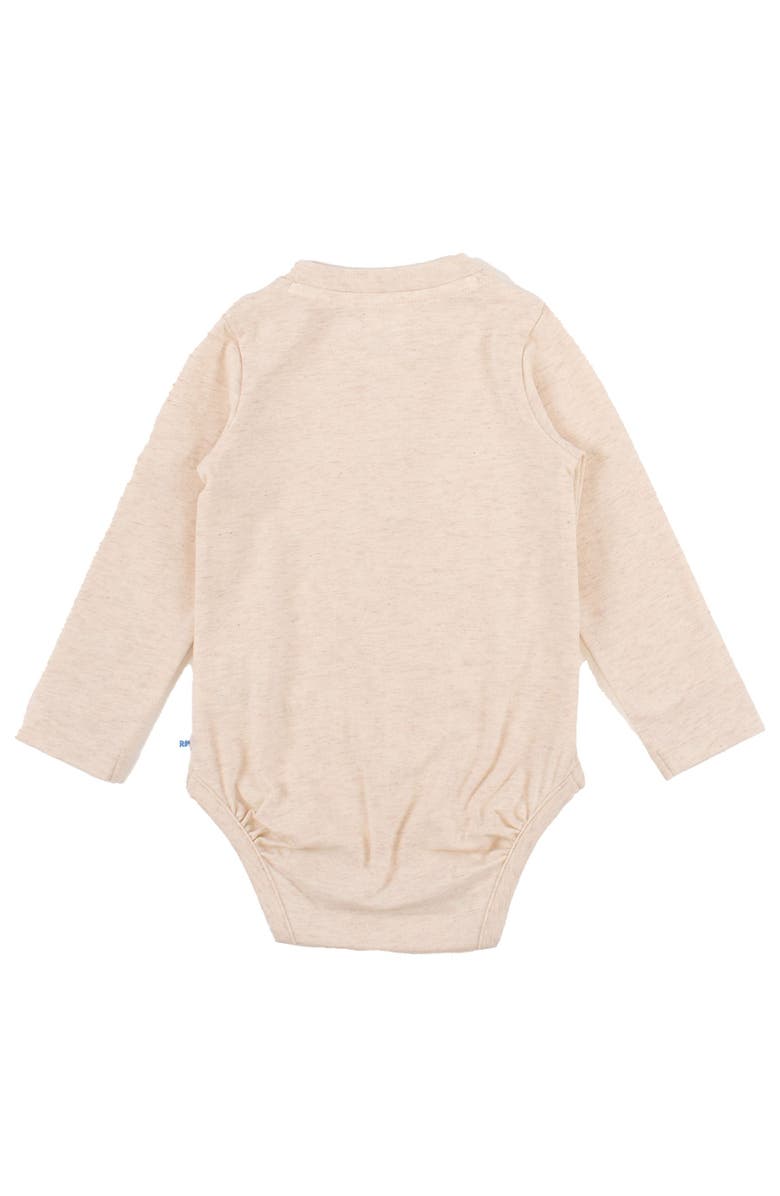 RuggedButts Baby Boys Knit Long Sleeve 2-Button Henley Bodysuit, Alternate, color, Heathered Oatmeal