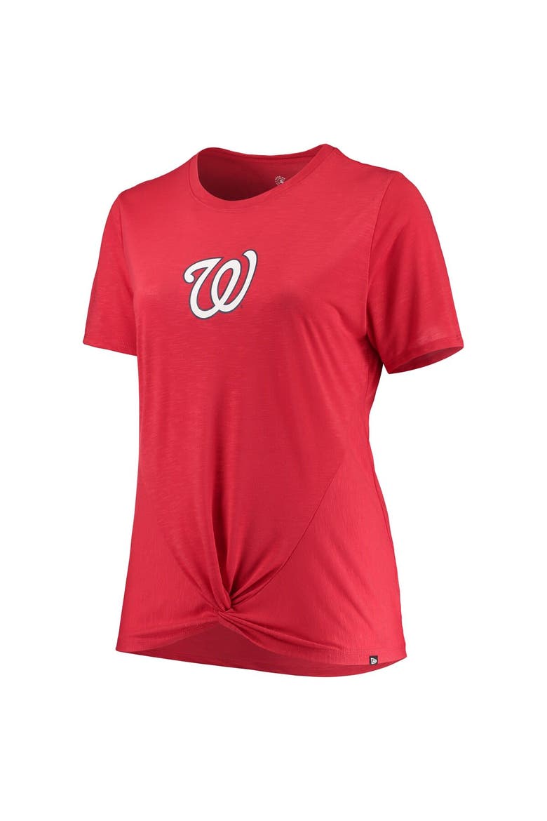 Women's New Era Red Washington Nationals Plus Size 2-Hit Front Knot T-Shirt, Alternate, color, Red