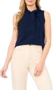 CeCe Tie Neck Sweater Tank