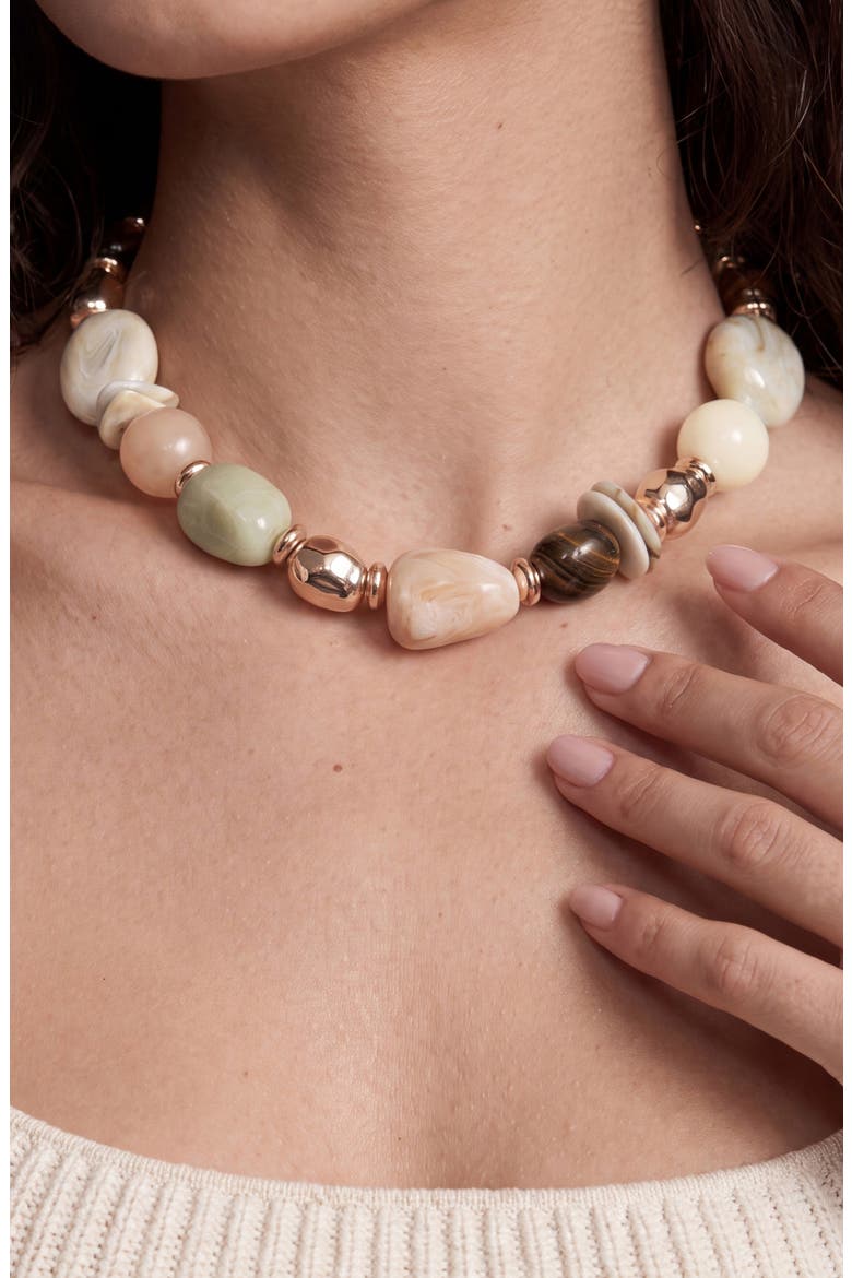 Serene Stone Necklace, Alternate, color, BEIGE