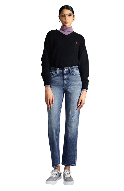 Kancan Premier Dorothea Premier High Rise Straight Jeans In Medium Wash