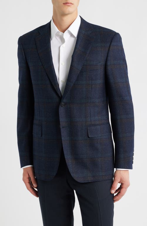 Canali Siena Regular Fit Navy Plaid Textured Wool Sport Coat In Blue