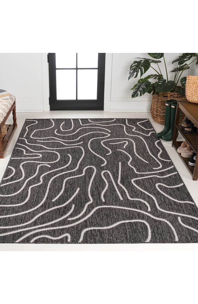 JONATHAN Y Nolan Modern Coastal Organic Shapes Indoor/Outdoor Area Rug, Alternate, color, Black/Cream