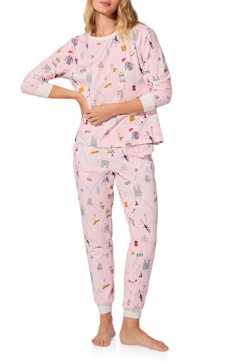BedHead Pajamas Organic Cotton Blend Jersey Pajamas, Alternate, color, 48 Hours In Paris