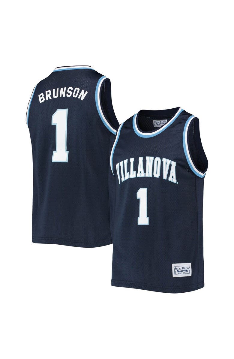 Retro Brand Men's Original Retro Brand Jalen Brunson Navy Villanova Wildcats Alumni Commemorative Classic Basketball Jersey, Alternate, color, 