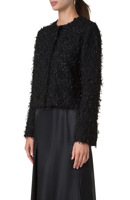 Shop Akris Bea Sequin Bouclé Short Jacket In Black
