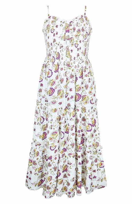 Zunie Kids' Floral Tiered Gauze Maxi Dress