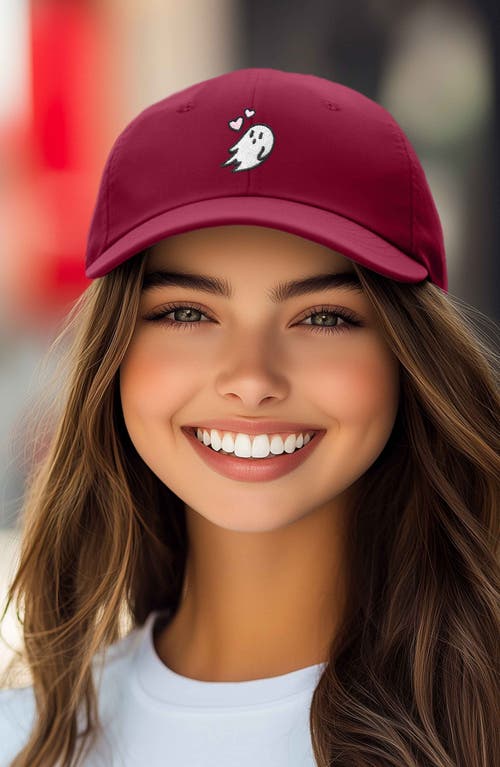 Dalix Heartly Ghost Embroidered Cap In Maroon
