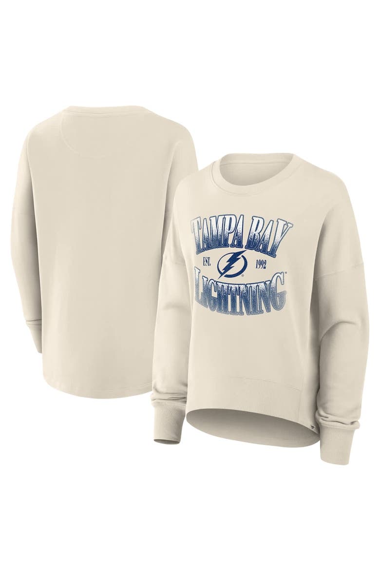 Women's Fanatics Cream Tampa Bay Lightning Oversized Slice Pullover Sweatshirt, Main, color, Cream