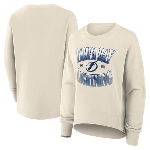 Women's Fanatics Cream Tampa Bay Lightning Oversized Slice Pullover Sweatshirt