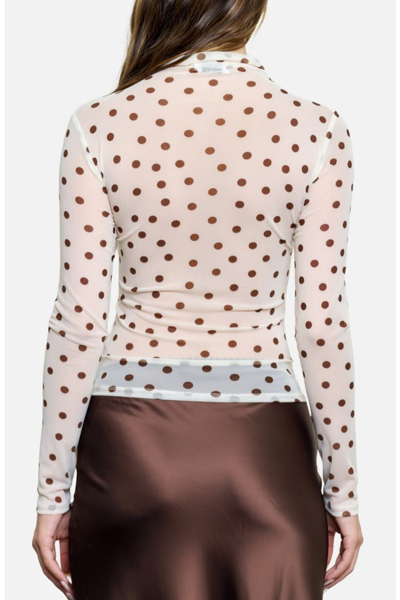 Mesh Mock Neck Top, Alternate, color, IVORY