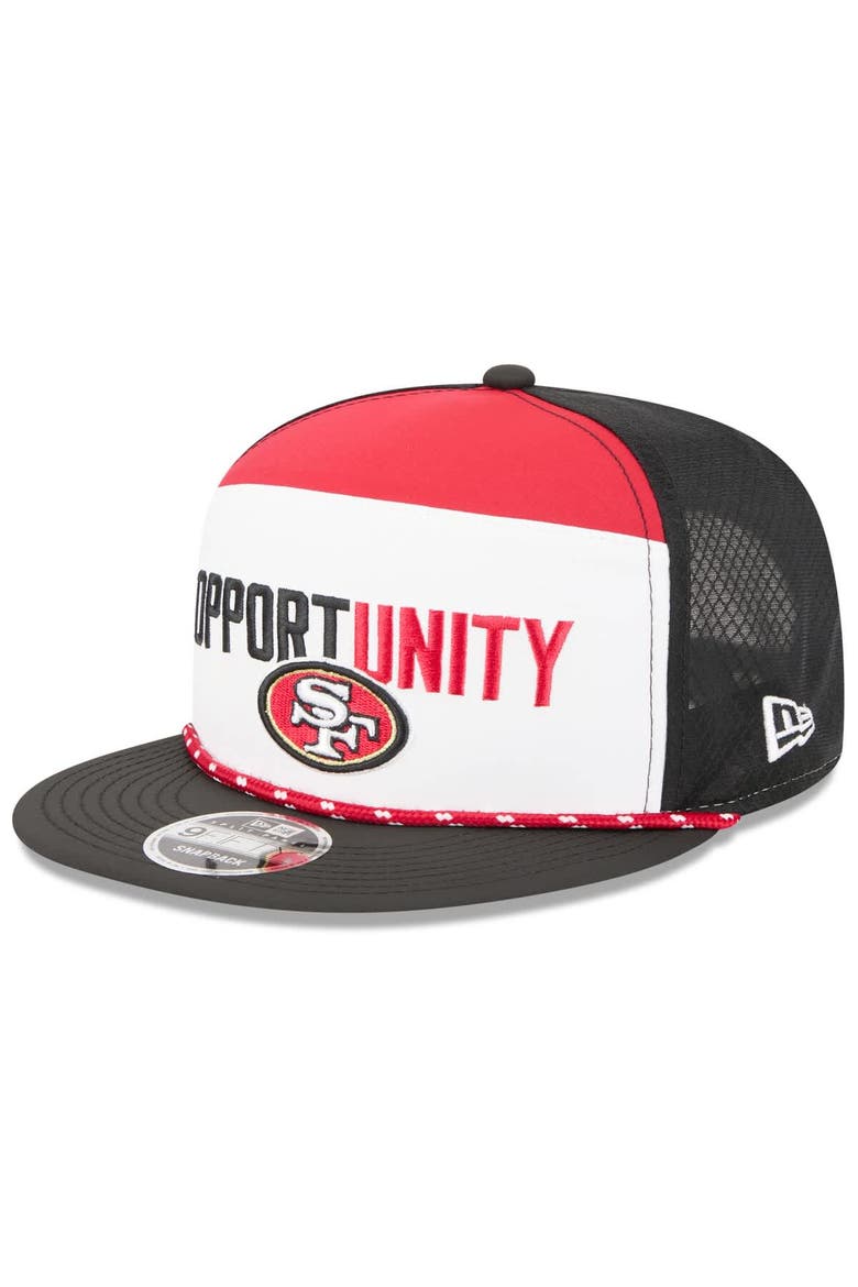 Men's New Era White/Black San Francisco 49ers 2025 Inspire Change Split Panel 9FIFTY Snapback Hat, Alternate, color, White