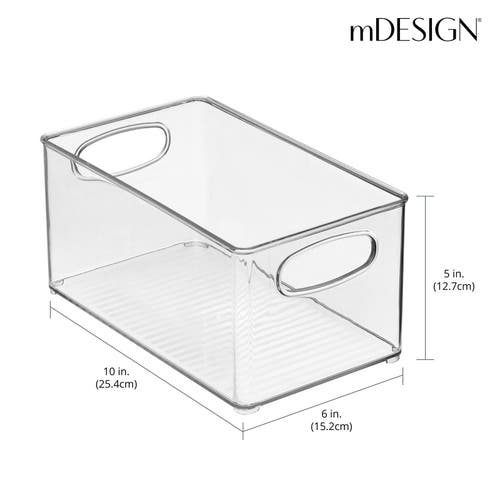 Mdesign Plastic Storage Organizer Wide Container Bin With Handles In Transparent