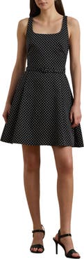 Lauren Ralph Lauren Polka Dot Belted Minidress