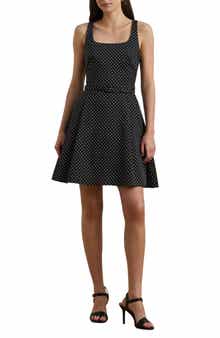 Lauren Ralph Lauren Polka Dot Belted Minidress