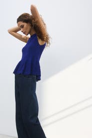 H&M Pointelle-knit Peplum Top