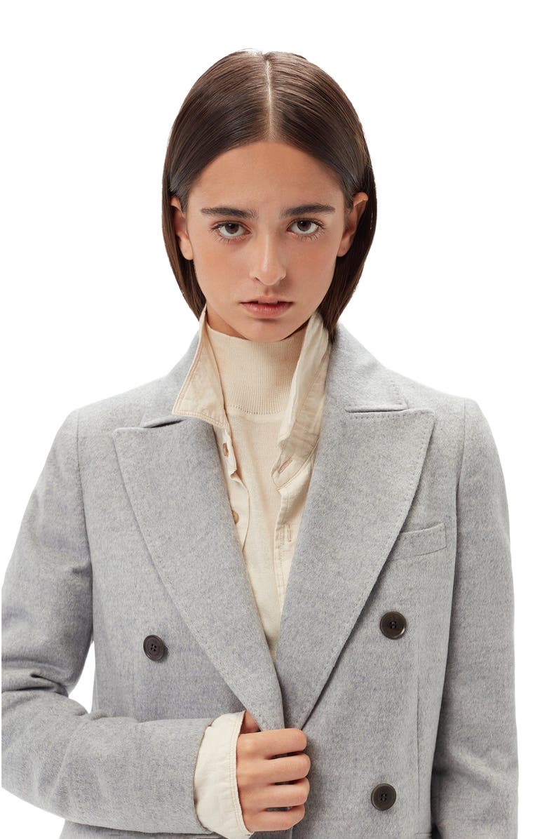 GOBI Mongolian Cashmere Cashmere Peak Lapel Long Coat, Alternate, color, Vapor Blue