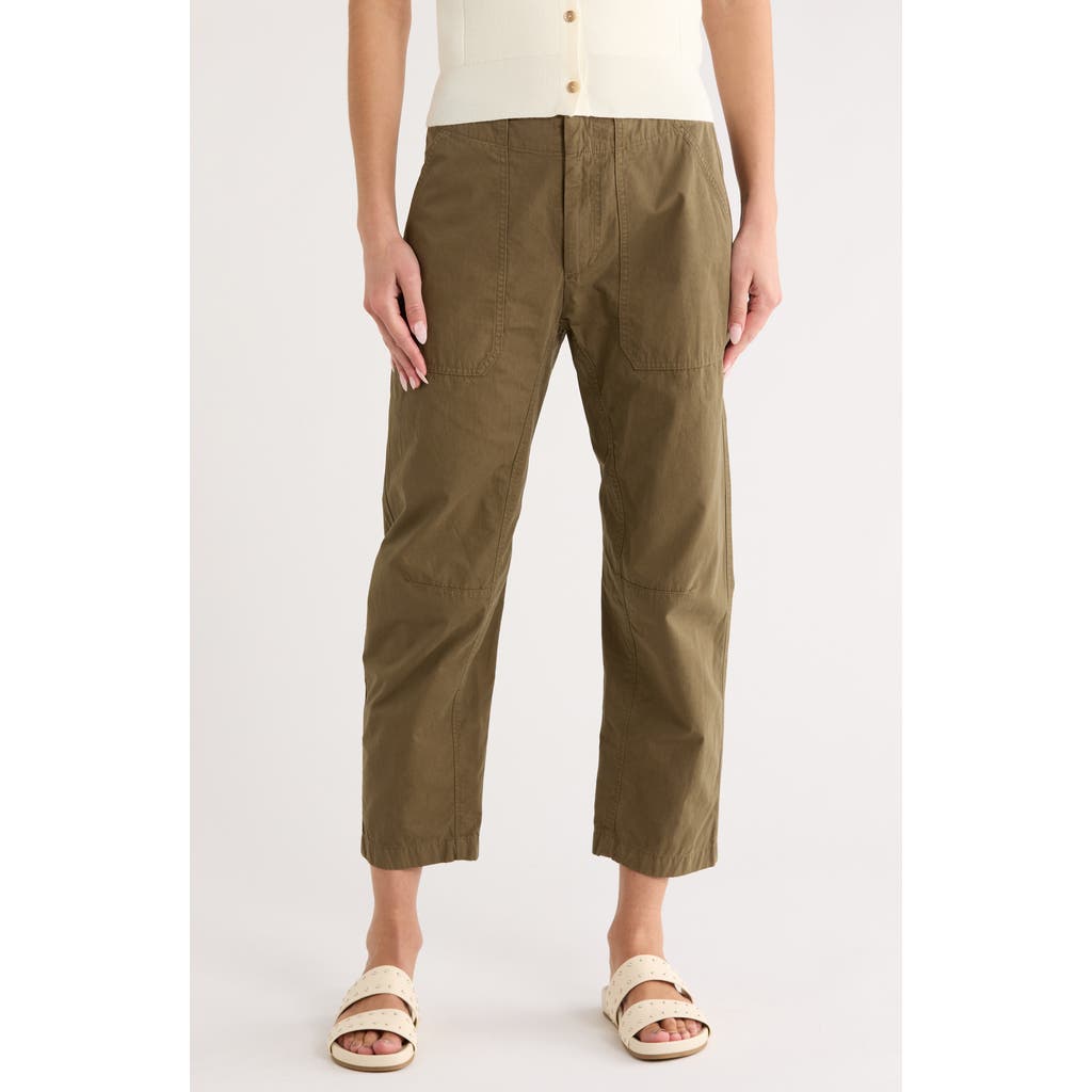 Rag & Bone Leyton Crop Cotton Work Pants In Green