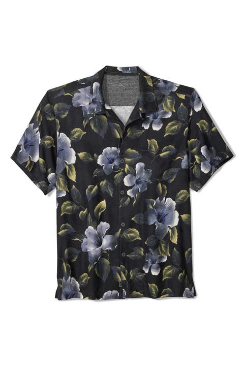 Elegant Eclipse Floral Slub Silk Camp Shirt (Big & Tall)
