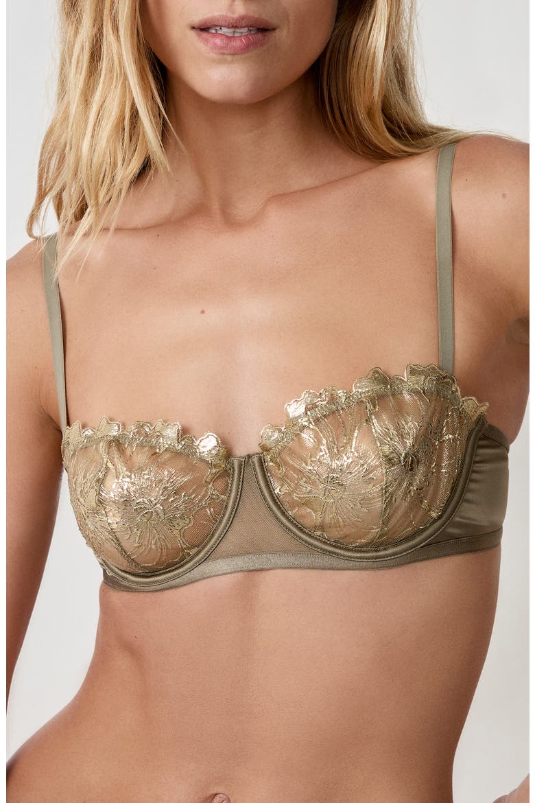 Amaryllis Embroidered Underwire Demi Bra, Main, color, COPPER