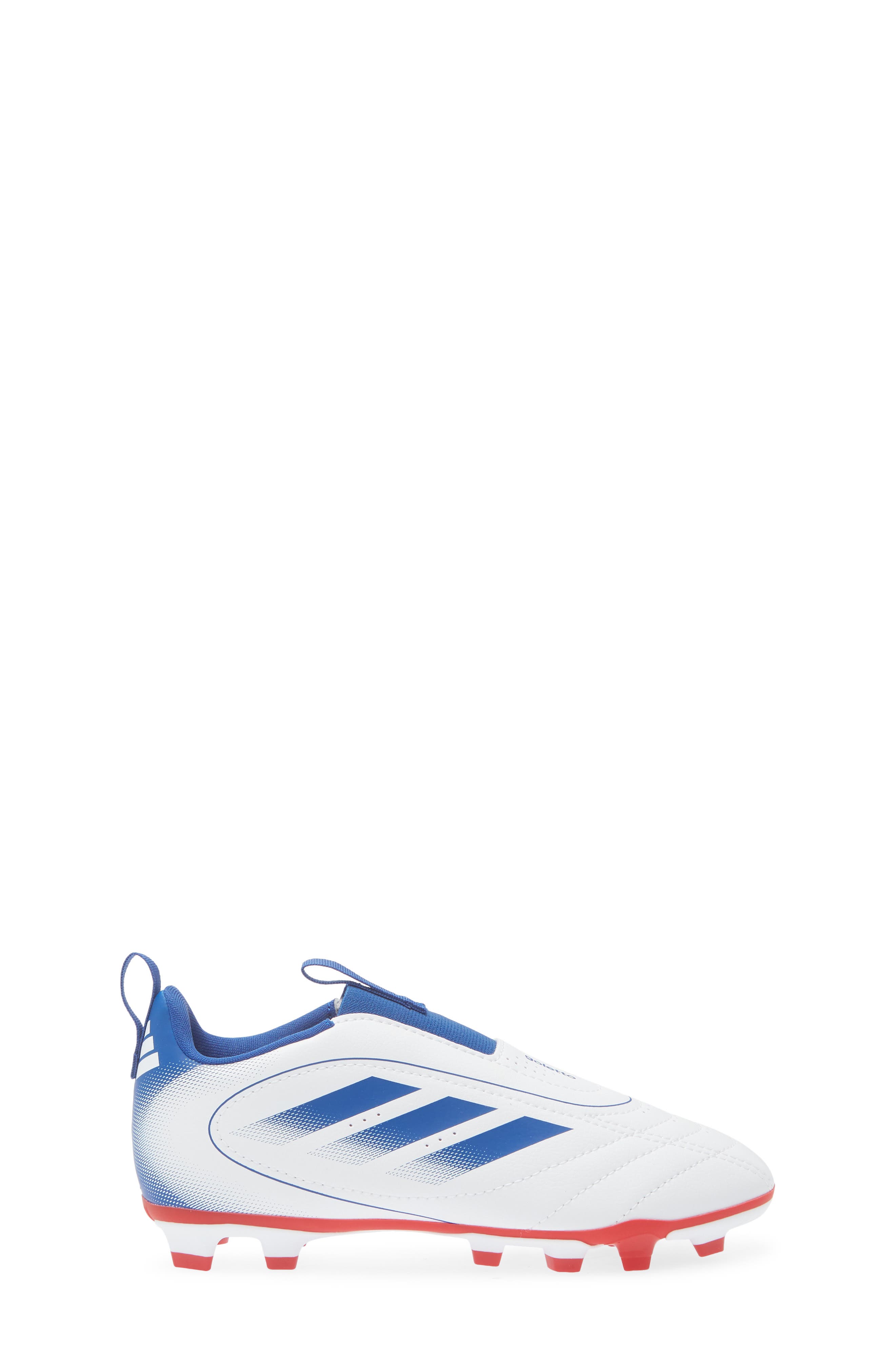 adidas Kids' Goletto IX Laceless Socker Cleat, Alternate, color, White/ Royal Blue/ Scarlet