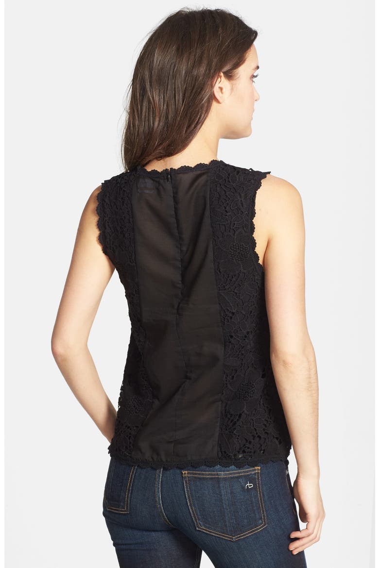 Lace Overlay Shell, Alternate, color, BLACK