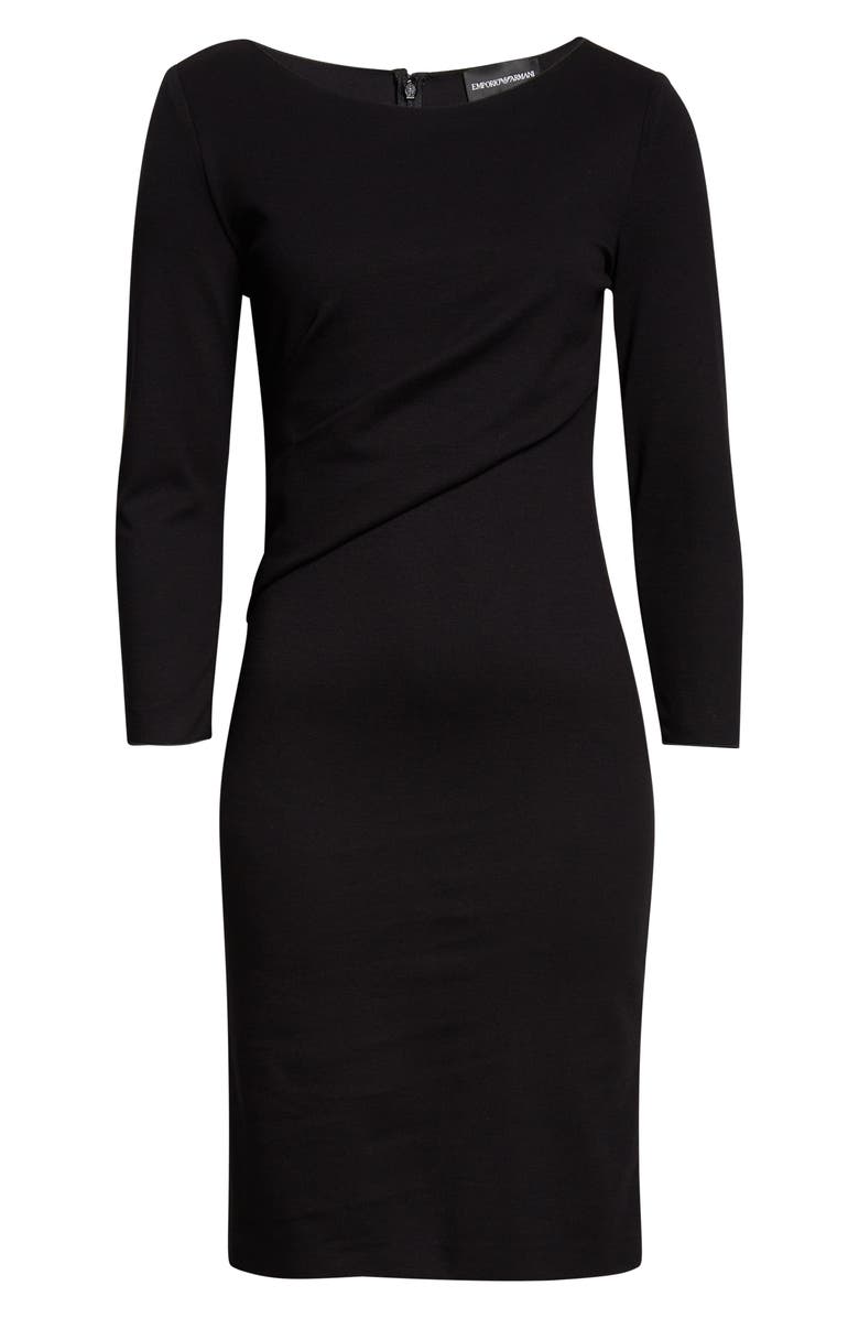 Emporio Armani Punto Milano Long Sleeve Jersey Dress, Main, color, Black Solid
