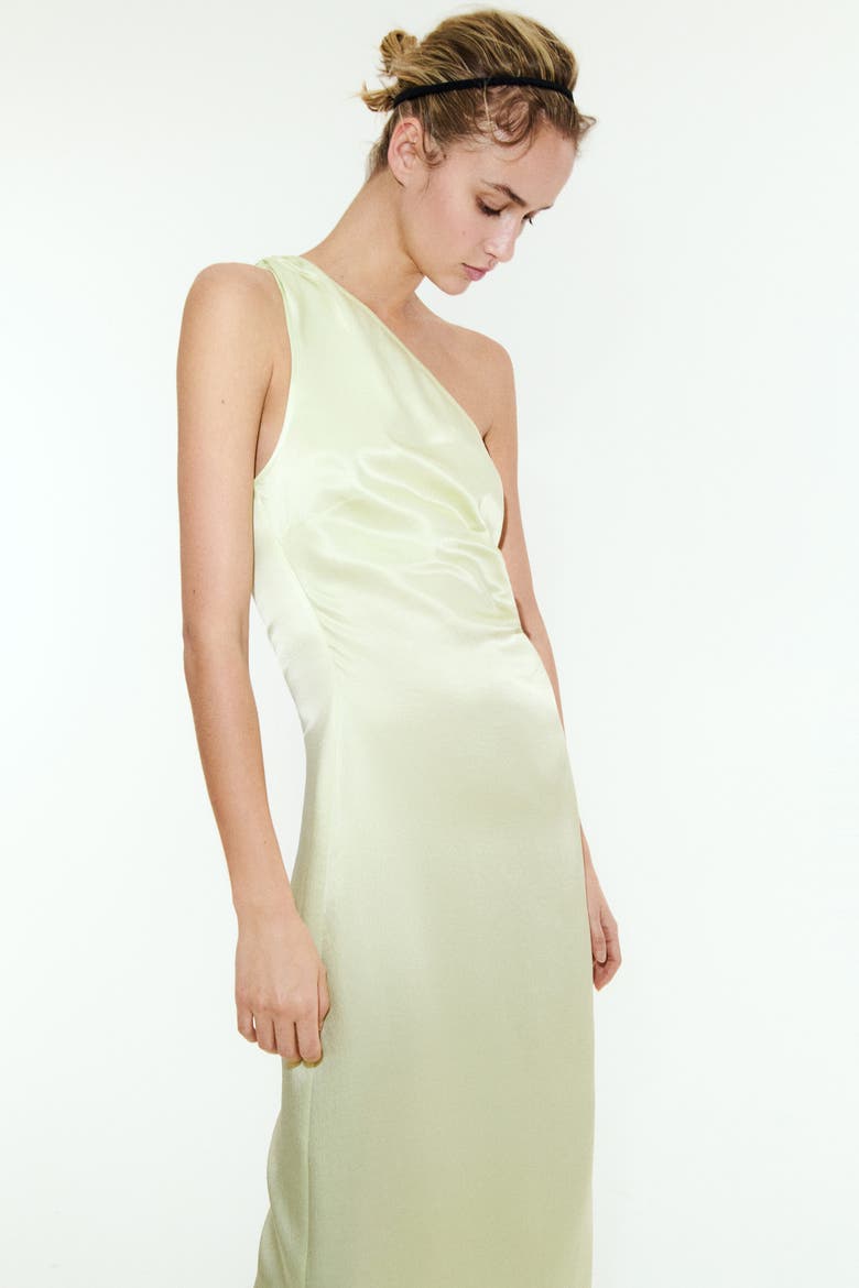 One-shoulder Viscose Dress, Alternate, color, Pale green