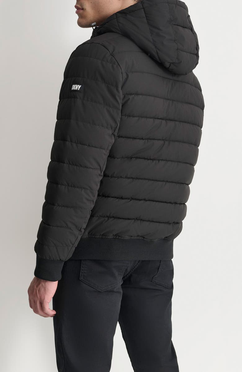 DKNY Zip Front Quilted Jacket, Alternate, color, Black